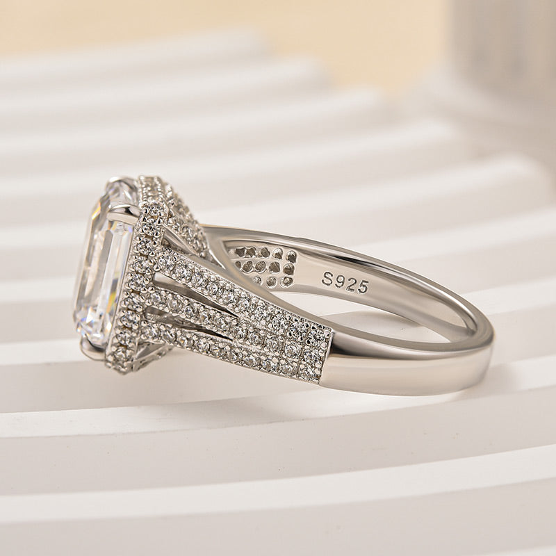 2.75Ct Emerald Cut Simulated Diamond Ring White Gold Plated