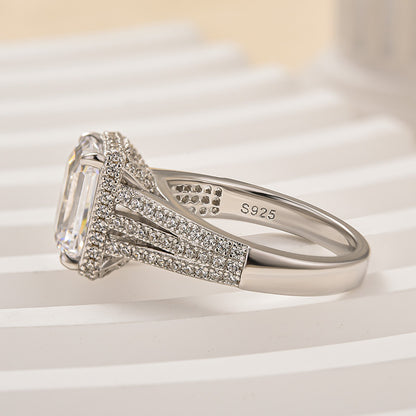 2.75Ct Emerald Cut Simulated Diamond Ring White Gold Plated