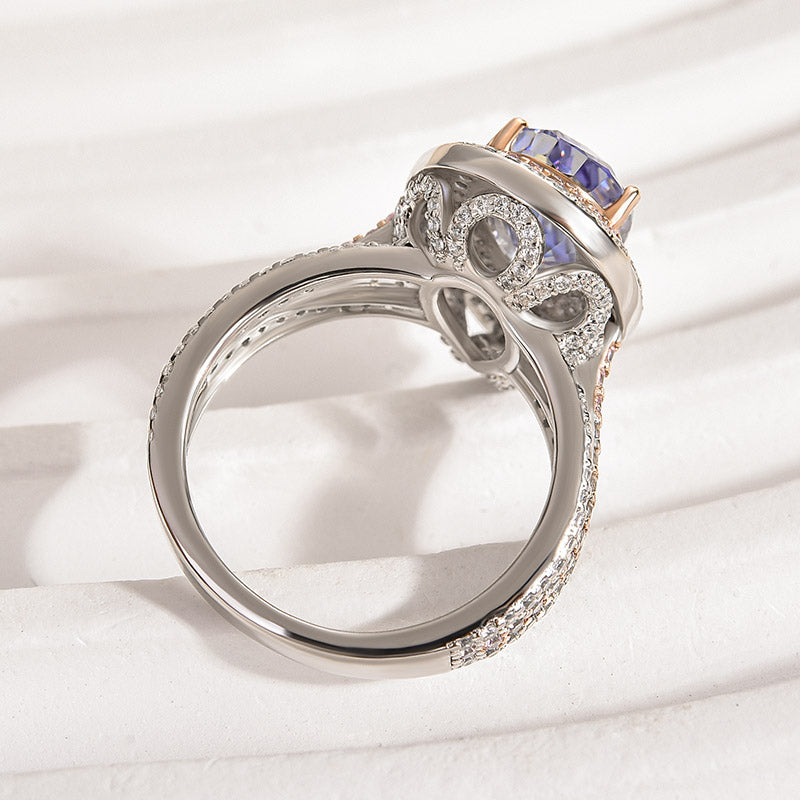 Aquamarine Blue Pear-Cut Simulated Diamond Engagement Ring
