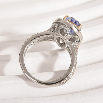 Aquamarine Blue Pear-Cut Simulated Diamond Engagement Ring