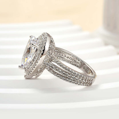 2.5ct Pear Simulated Diamond Ring – Rhodium Plated Nickel-Free Silver