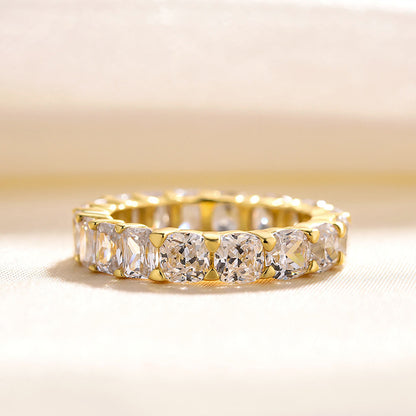 925 Silver Three-Tone 5ct Mixed Cut Diamond Wedding Band