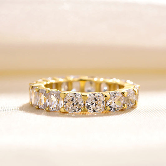 925 Silver Three-Tone 5ct Mixed Cut Diamond Wedding Band