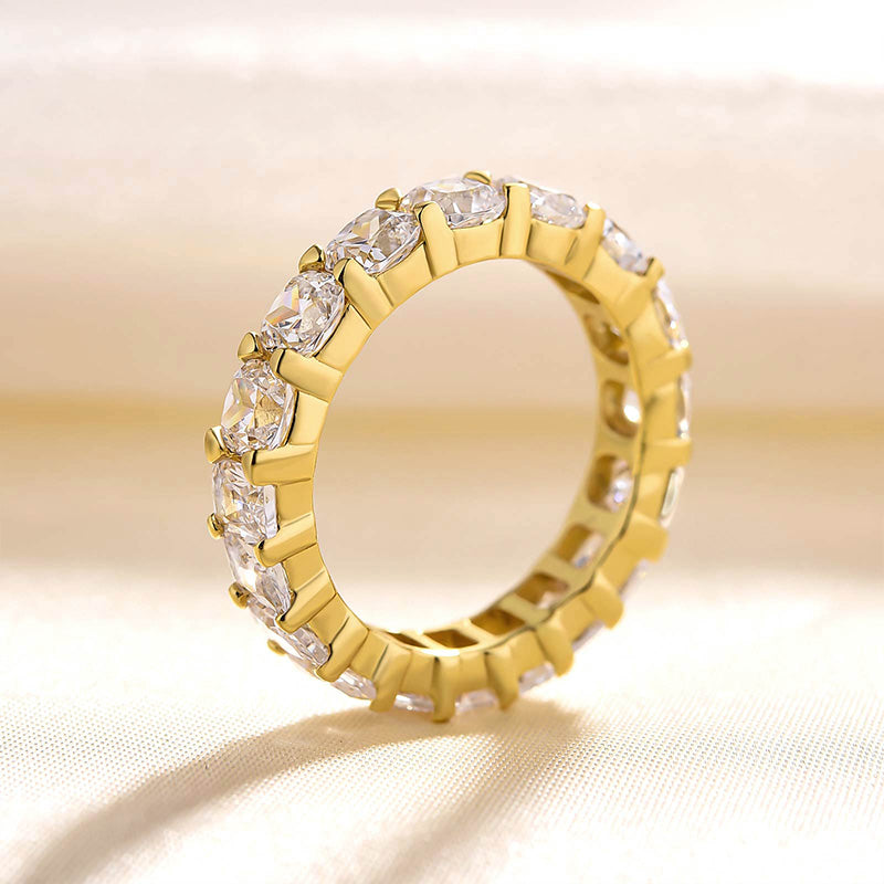 925 Silver Three-Tone 5ct Mixed Cut Diamond Wedding Band