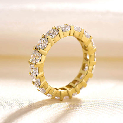 925 Silver Three-Tone 5ct Mixed Cut Diamond Wedding Band