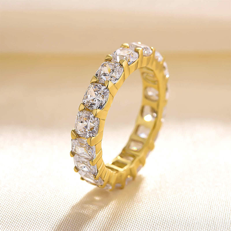 925 Silver Three-Tone 5ct Mixed Cut Diamond Wedding Band