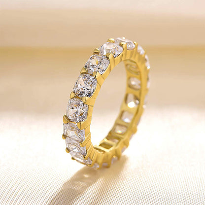 925 Silver Three-Tone 5ct Mixed Cut Diamond Wedding Band