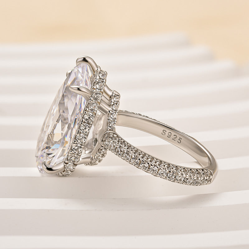 8.0ct Pear Cut Engagement Ring in Sterling Silver