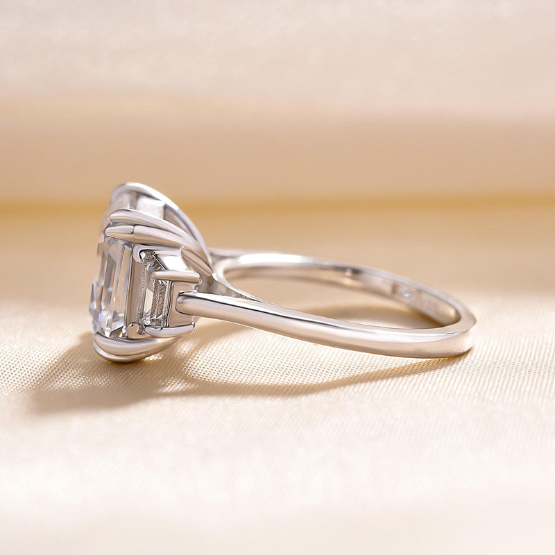 Exclusive Asscher Cut Three Stone Diamond Ring