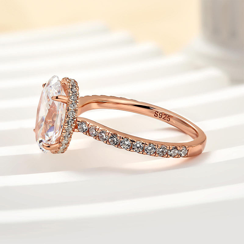 2.5ct Oval Cut Simulated Diamond Ring in 925 Silver & 18K Gold