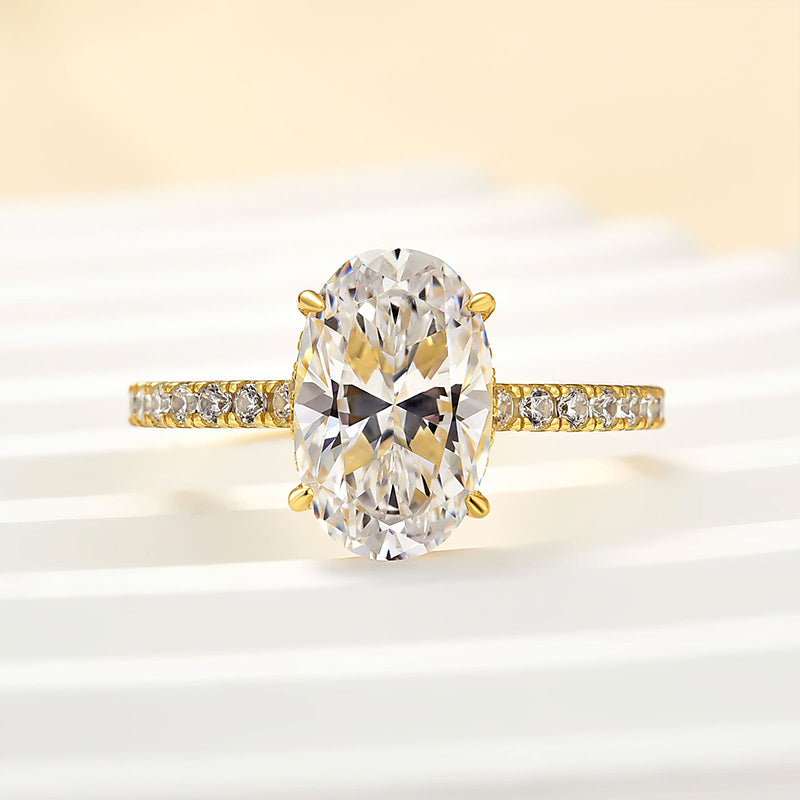 2.5ct Oval Cut Simulated Diamond Ring in 925 Silver & 18K Gold