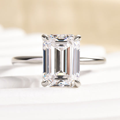 3.5CT Emerald Cut Moissanite Ring 925 Silver