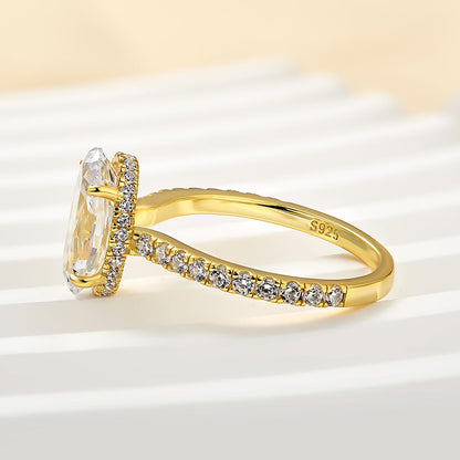 2.5ct Oval Cut Simulated Diamond Ring in 925 Silver & 18K Gold