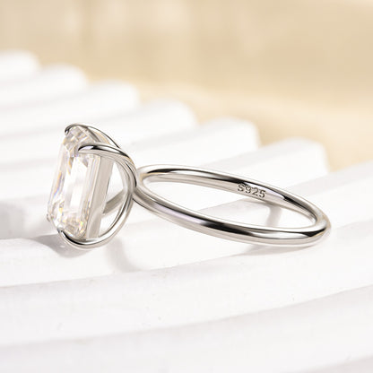 3.5CT Emerald Cut Moissanite Ring 925 Silver
