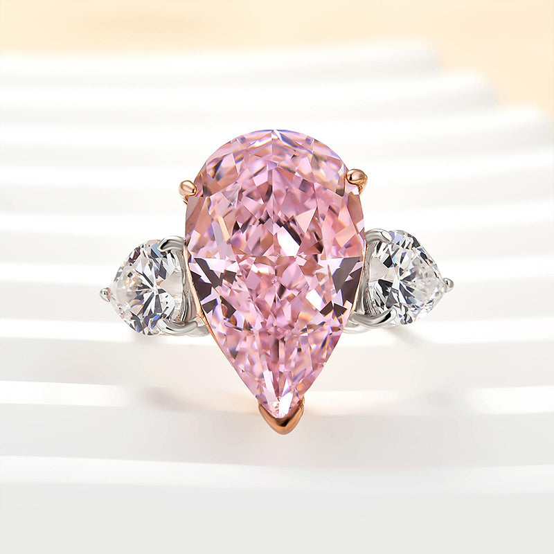 8.0 Carat Pear Cut Three Stone Engagement Ring