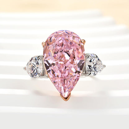 8.0 Carat Pear Cut Three Stone Engagement Ring