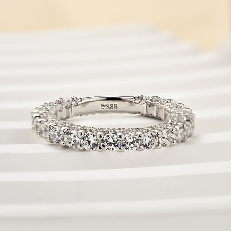 2.0Ct Simulated Diamond Sterling Silver Band Ring 18K White Gold