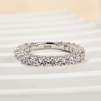 2.0Ct Simulated Diamond Sterling Silver Band Ring 18K White Gold