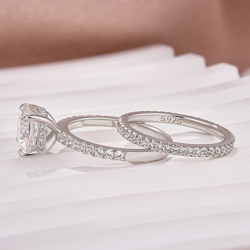 25 Carat Cushion Moissanite Ring 925 Silver 18K White Gold