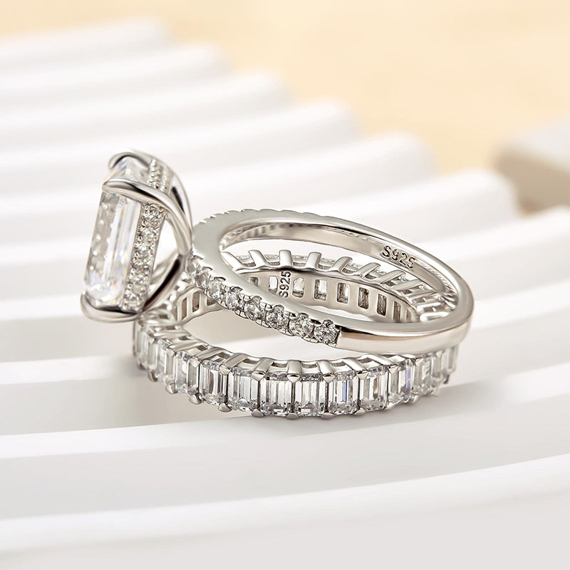 3.5CT Emerald Cut White Sapphire with 2.5CT Band