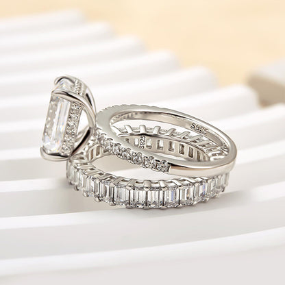 3.5CT Emerald Cut White Sapphire with 2.5CT Band