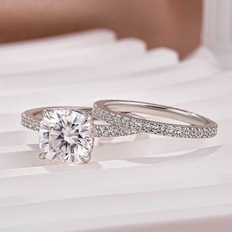 25 Carat Cushion Moissanite Ring 925 Silver 18K White Gold
