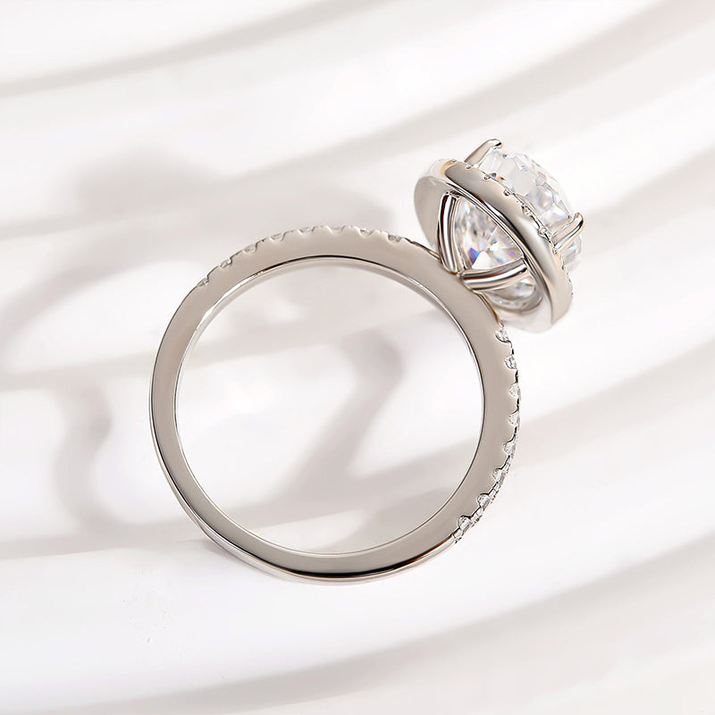 4 Carat Oval Cut Halo Engagement Ring White Gold Plated