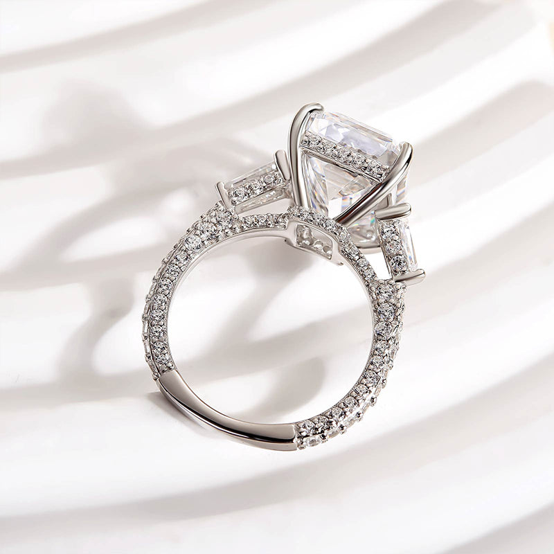 7.5 Carat Emerald Cut Three Stone Diamond Ring