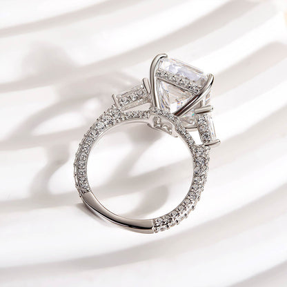 7.5 Carat Emerald Cut Three Stone Diamond Ring