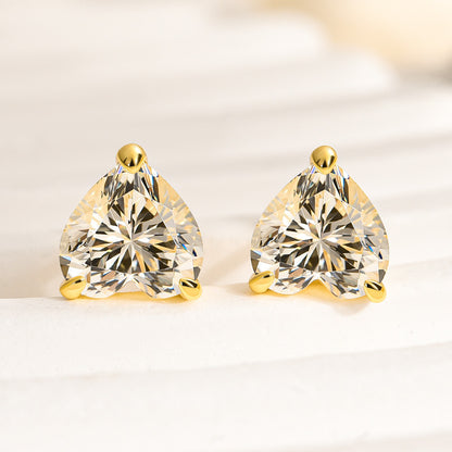Pendientes de diamantes simulados de talla corazón de 1,25 quilates en plata de ley 