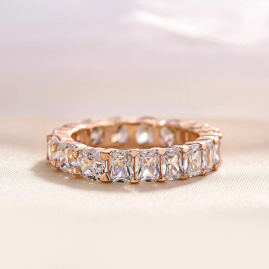 925 Silver Three-Tone 5ct Mixed Cut Diamond Wedding Band