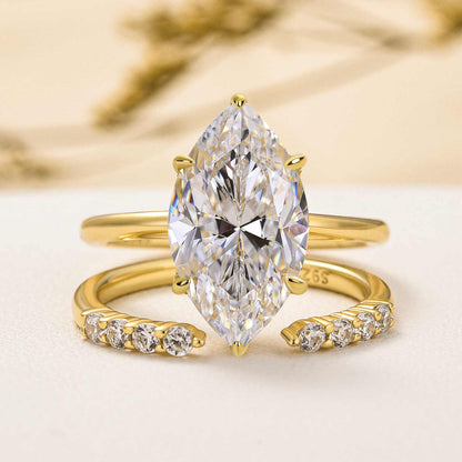 3.0CT Marquise Cut Open Wedding Set Yellow Gold