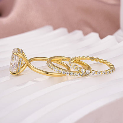 925 Silver 18K Gold Plated 4Ct Oval Moissanite Wedding