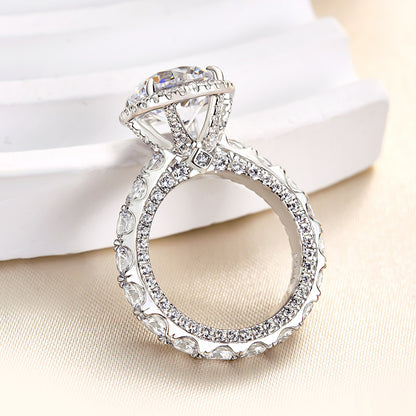 4Ct Round Cut Diamond Ring with 2Ct Side Stones 925 Silver