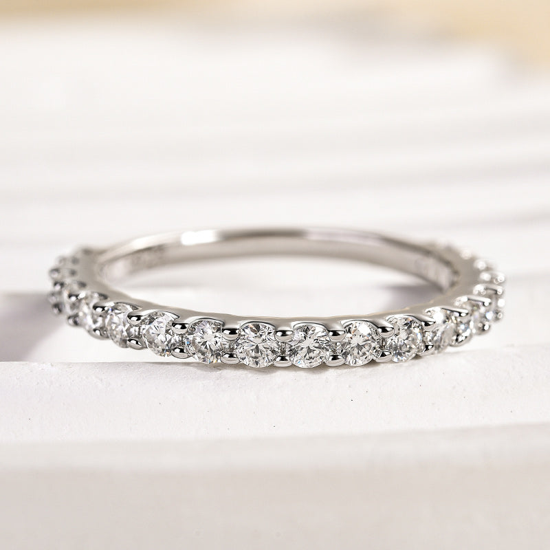 1Ct Round Cut Simulated Diamond Band 925 Silver White Gold