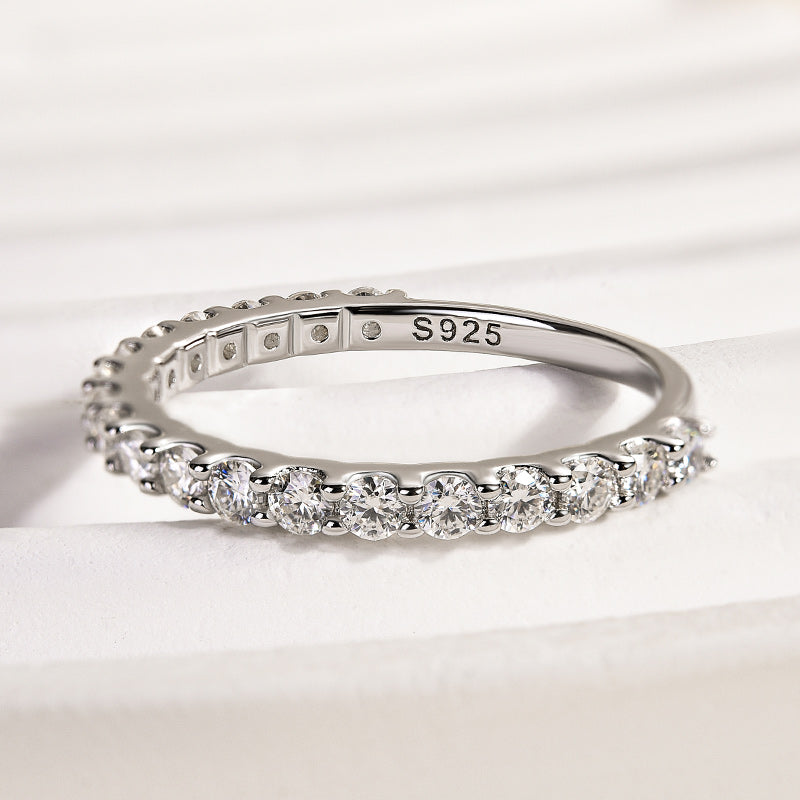 1Ct Round Cut Simulated Diamond Band 925 Silver White Gold