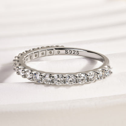 1Ct Round Cut Simulated Diamond Band 925 Silver White Gold
