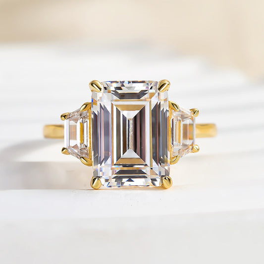 4.5CT Emerald Cut Two-Tone Ring with 1.0CT Side Stones