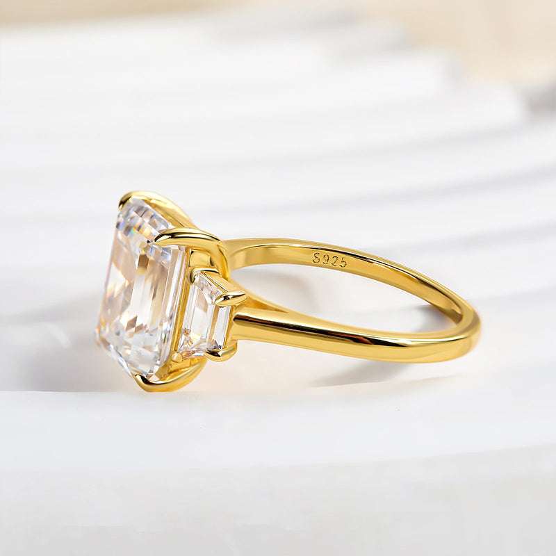 4.5CT Emerald Cut Two-Tone Ring with 1.0CT Side Stones