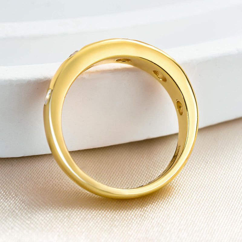 925 Silver Gold Plated 0.4ct Round Diamond Wedding Band