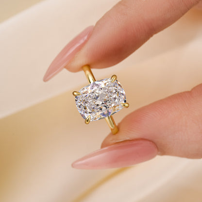 6.5Ct Elongated Cushion Cut Solitaire Ring 925 Silver Two-Tone