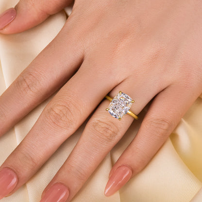 6.5Ct Elongated Cushion Cut Solitaire Ring 925 Silver Two-Tone