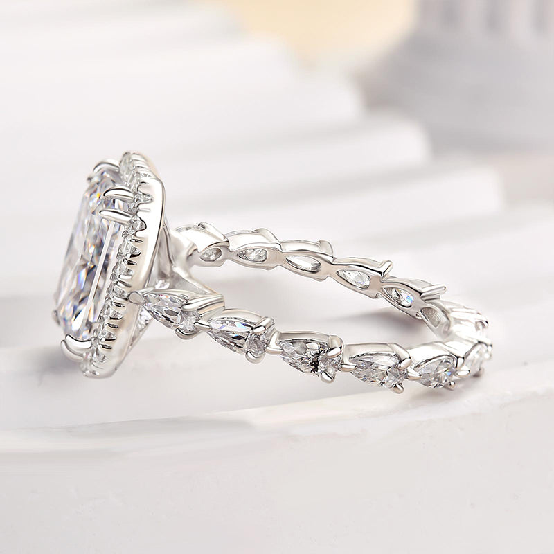 3.5 Carat Radiant Cut Halo Diamond Ring in White Gold