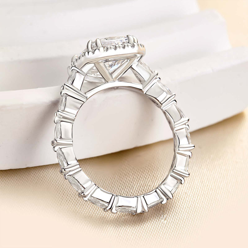 3.5 Carat Radiant Cut Halo Diamond Ring in White Gold