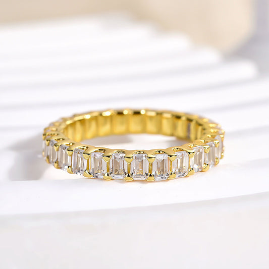 925 Silver Two-Tone 2.5ct Emerald Cut Diamond Band