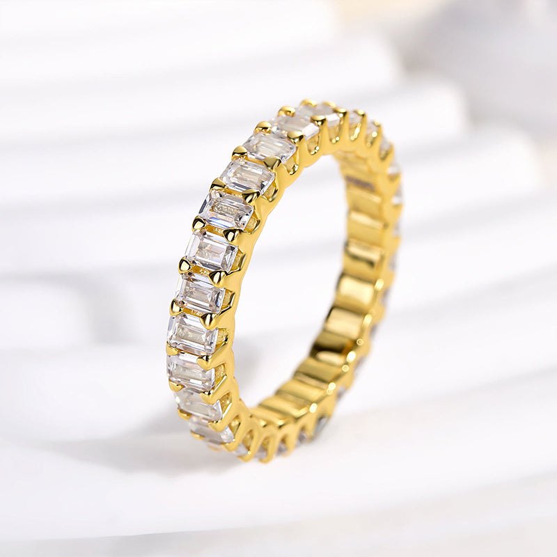 925 Silver Two-Tone 2.5ct Emerald Cut Diamond Band