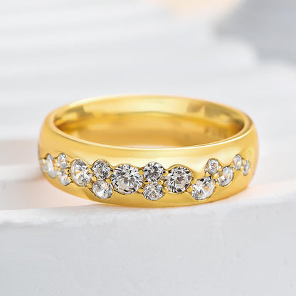 Precious Yellow Gold Round Cut Wide Wedding Band