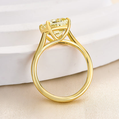 4Ct Yellow Cushion Cut Engagement Ring 925 Silver Gold