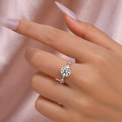 2 Carat Round Moissanite Engagement Ring White Gold
