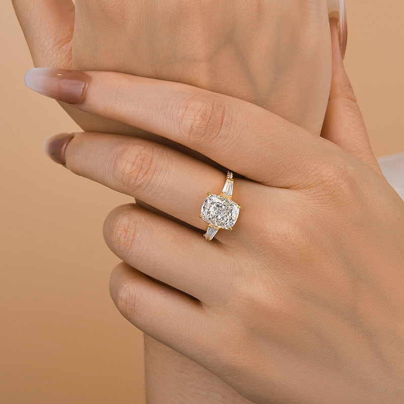 4.5 Carat Cushion Cut Three Stone Diamond Ring